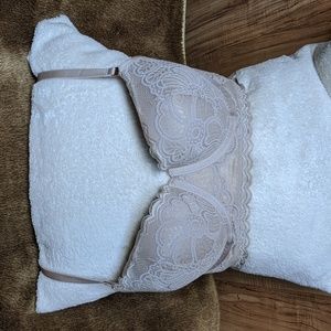 Aerie Real Power Balconette Nude Lace Bra 32DD